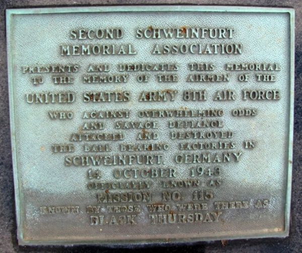 SECOND SCHWEINFURT MEMORIAL ASSOCIATION PLAQUE