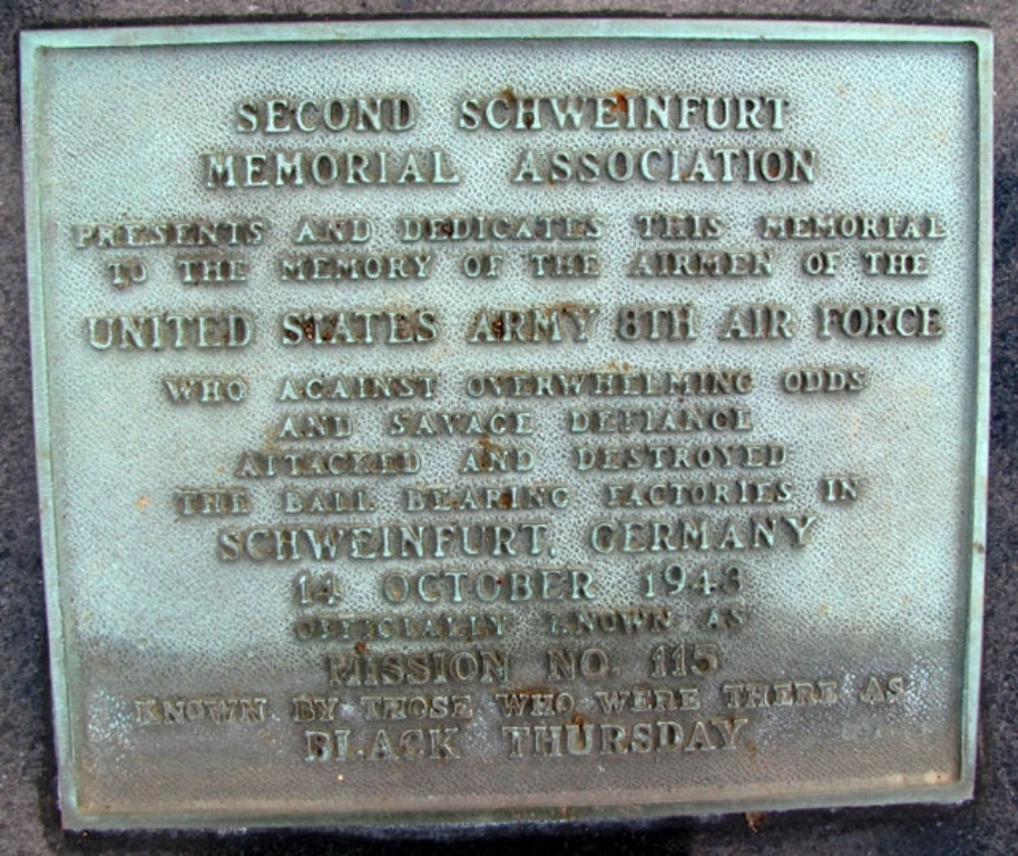 SECOND SCHWEINFURT MEMORIAL ASSOCIATION PLAQUE