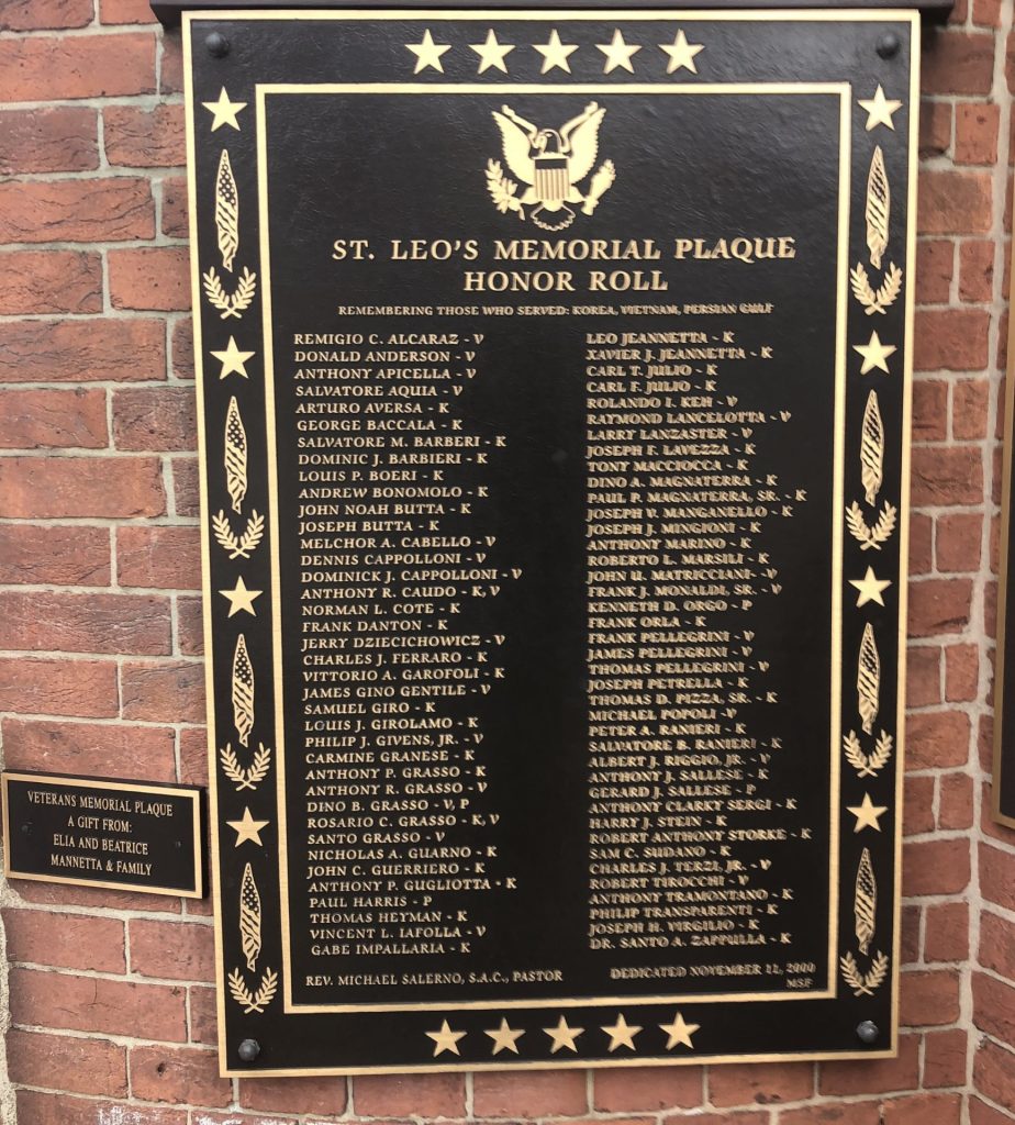 ST. LEO’S PARISH VETERANS MEMORIAL PLAQUE C