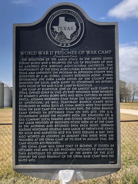 WORLD WAR II PRISONER OF WAR CAMP (CHINA BRANCH CAMP) MEMORIAL MARKER