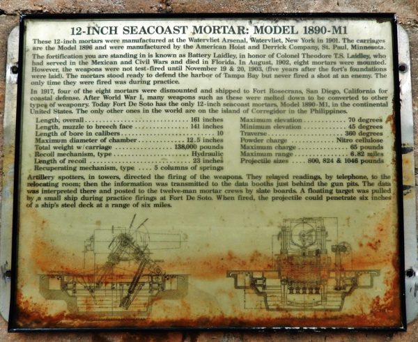 12-INCH SEACOAST MORTAR: MODEL 1890-M1 MEMORIAL PLAQUE