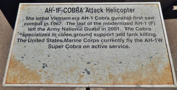 AH-1F COBRA ATTACK HELICOPTER MEMORIAL PLAQUE