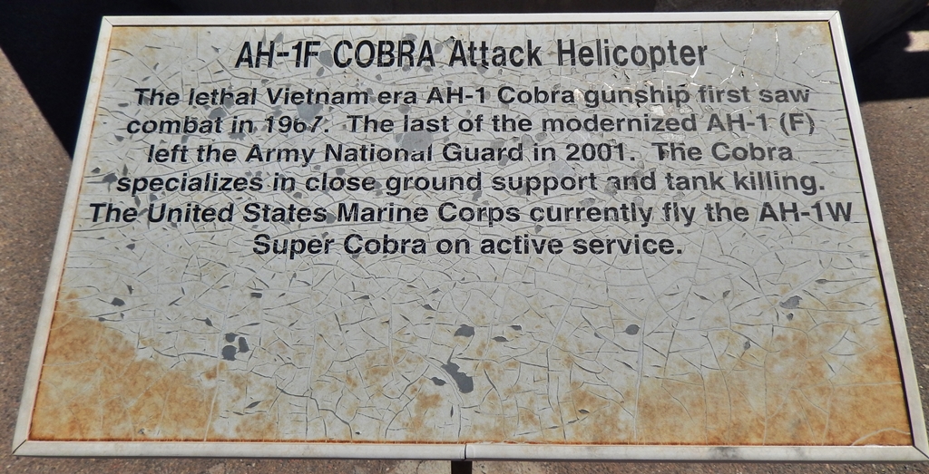 AH-1F COBRA ATTACK HELICOPTER MEMORIAL PLAQUE