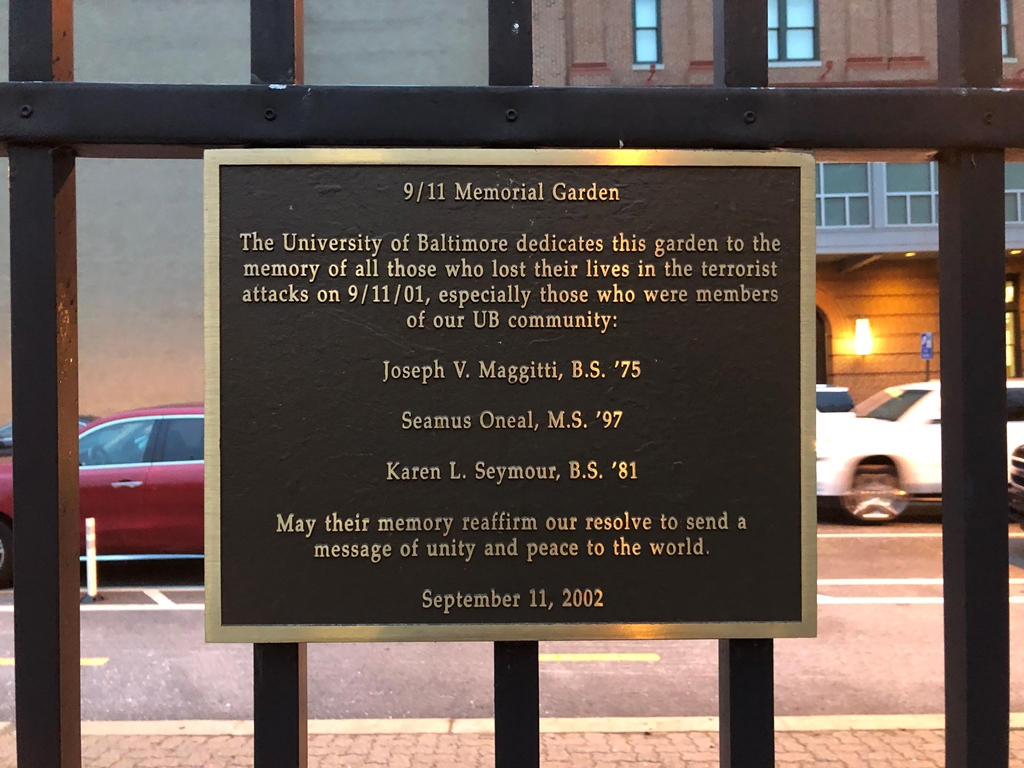 BALTIMORE 9/11 MEMORIAL GARDEN PLAQUE