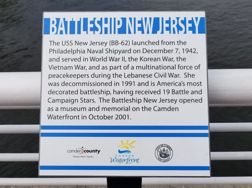BATTLESHIP NEW JERSEY WAR MEMORIAL PLAQUE