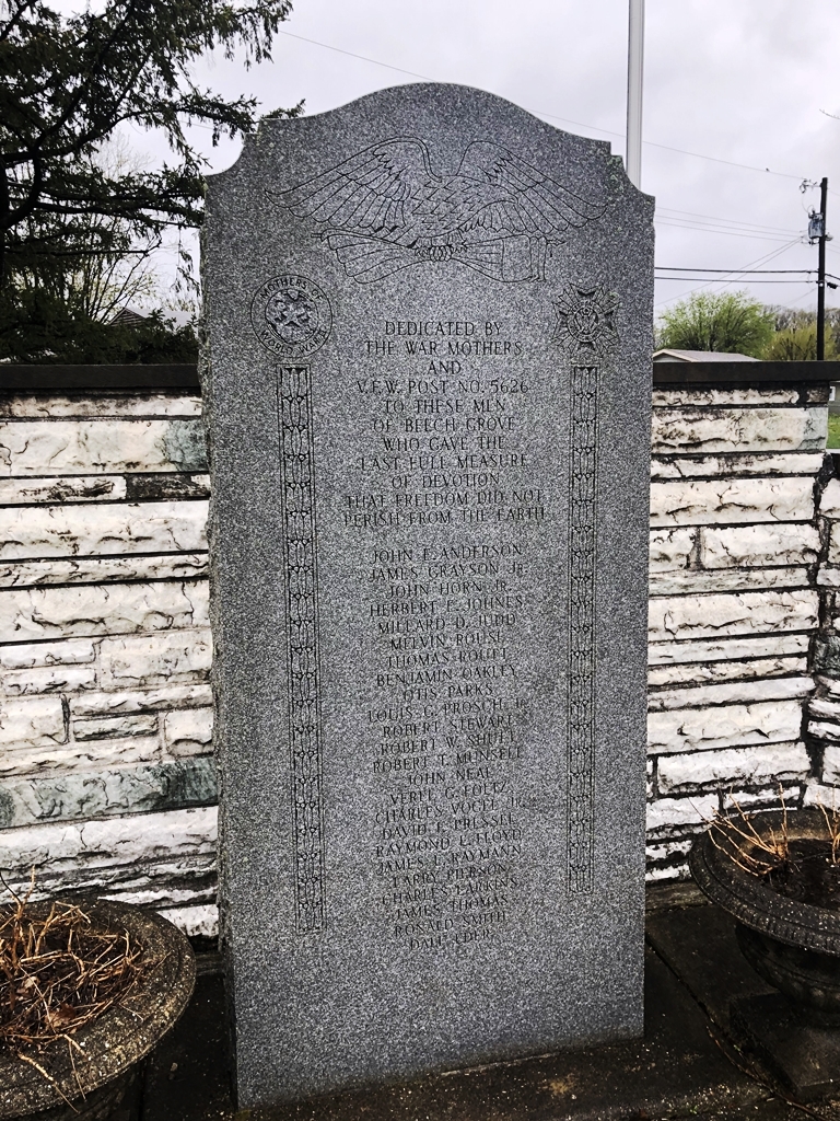 BEECH GROVE WAR MEMORIAL STONE A