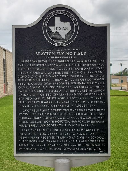 BRAYTON FLYING FIELD WAR MEMORIAL MARKER