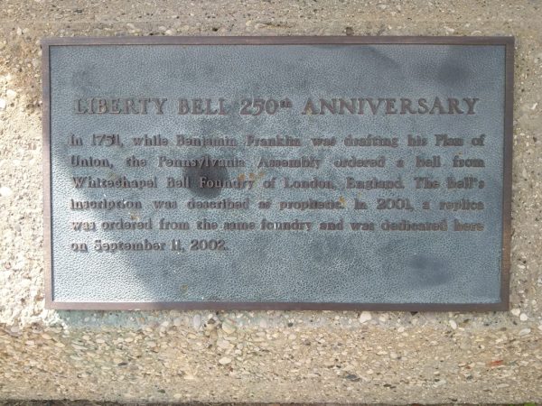 BROWN COUNTY LIBERTY BELL 250TH ANNIVERSARY MEMORIAL PLAQUE A