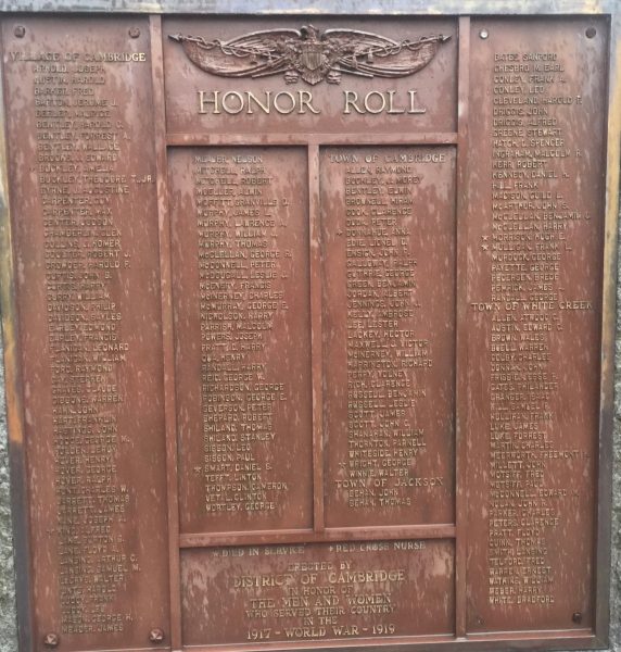 CAMBRIDGE WAR VETERANS MEMORIAL PLAQUE C