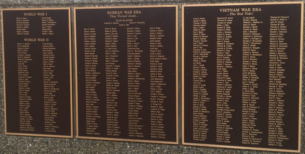 CAMBRIDGE WAR VETERANS MEMORIAL PLAQUE E
