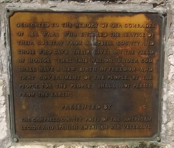 CAMPBELL COUNTY WAR MEMORIAL PLAQUE