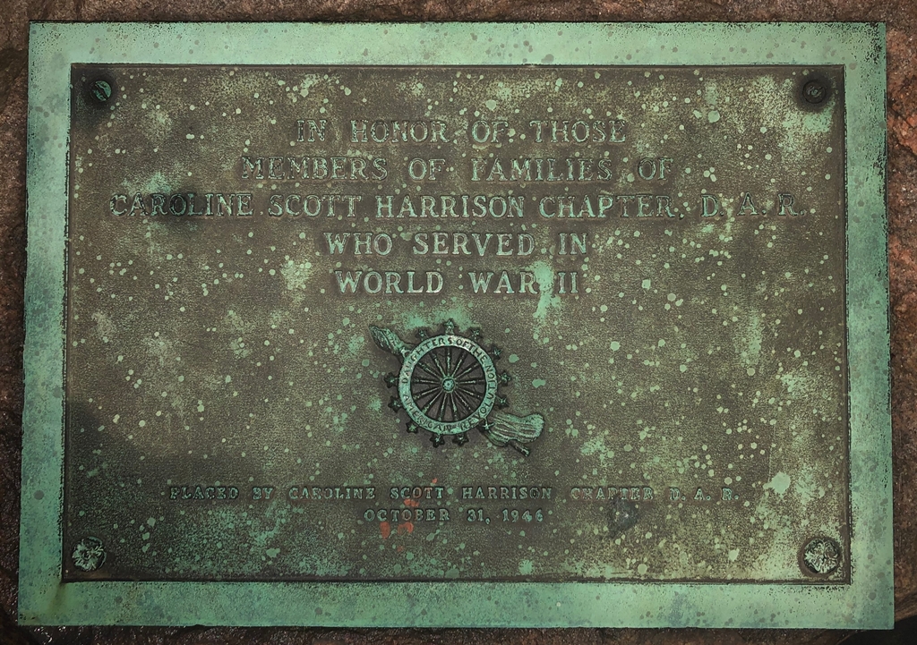 CAROLINE SCOTT HARRISON CHAPTER D.A.R. WORLD WAR II MEMORIAL PLAQUE