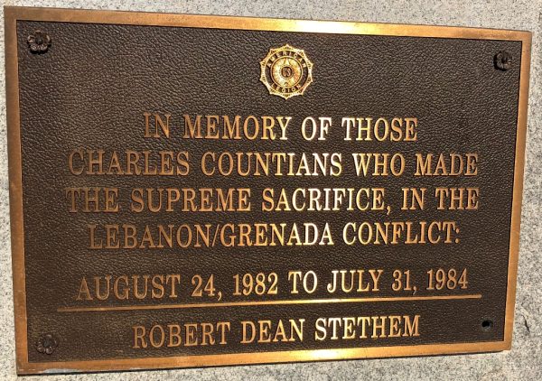 CHARLES COUNTY LEBANON/GRENADA SUPREME SACRIFICE MEMORIAL PLAQUE