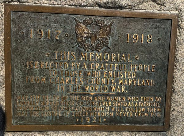 CHARLES COUNTY WORLD WAR ENLISTED MEMORIAL PLAQUE