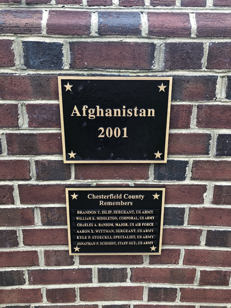 CHESTERFIELD COUNTY VETERANS MEMORIAL WALL PLAQUE E