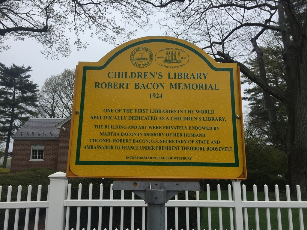 CHILDREN’S LIBRARY ROBERT BACON MEMORIAL MARKER