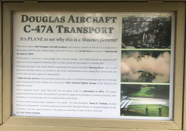 DOUGLAS AIRCRAFT C-47A TRANSPORT MEMORIAL MARKER