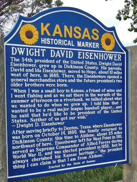 DWIGHT DAVID EISENHOWER MEMORIAL MARKER