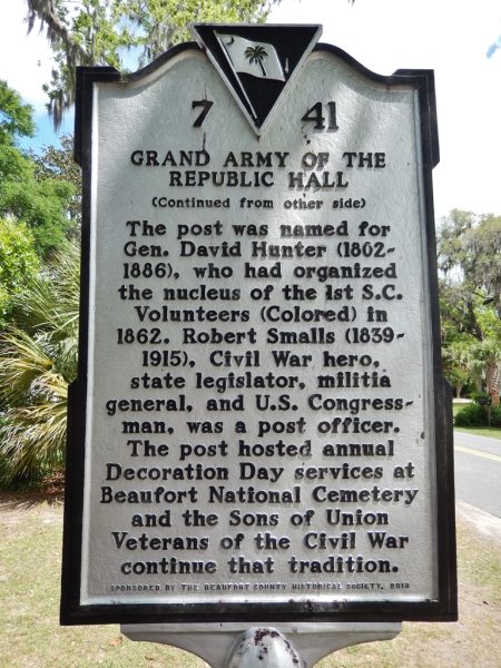 GRAND ARMY OF THE REPUBLIC HALL MEMORIAL MARKER BACK