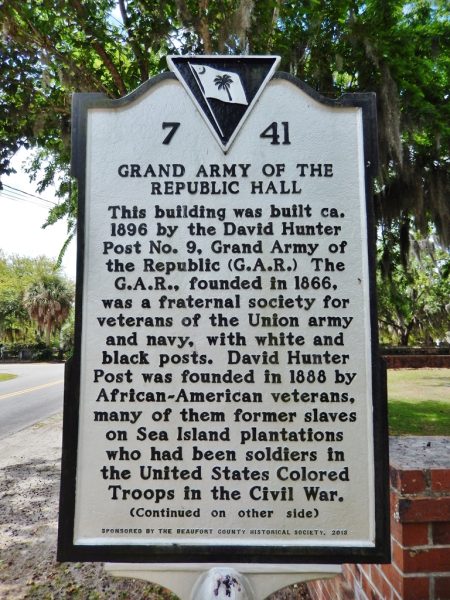 GRAND ARMY OF THE REPUBLIC HALL MEMORIAL MARKER FRONT
