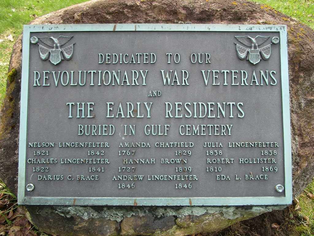 GULF CEMETERY REVOLUTIONARY WAR VETERANS MEMORIAL PLAQUE