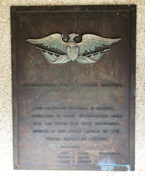 HARBORCREEK TOWNSHIP VETERANS MEMORIAL PLAQUE B