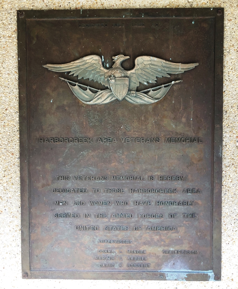 HARBORCREEK TOWNSHIP VETERANS MEMORIAL PLAQUE B
