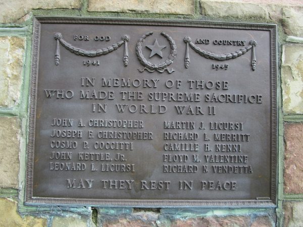 HOLLEY WORLD WAR II MEMORIAL CLOCK PLAQUE
