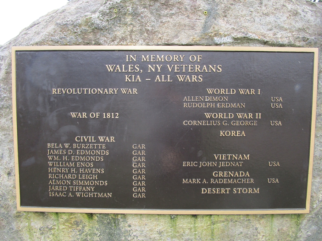 IN MEMORY OF WALES, NY VETERANS WAR MEMORIAL PLAQUE