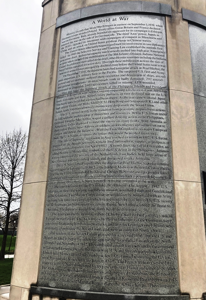 INDIANA WORLD WAR II MEMORIAL COLUMN A
