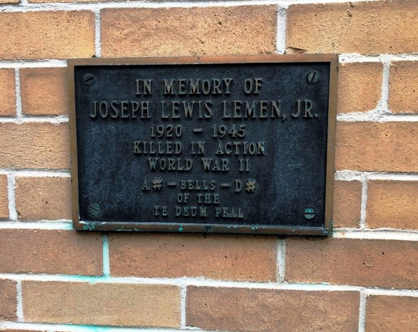 JOSEPH LEWIS LEMEN, JR. WAR MEMORIAL PLAQUE
