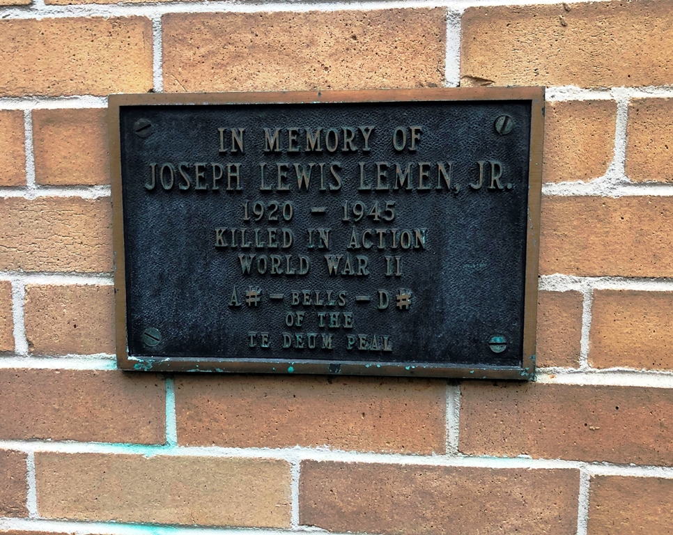 JOSEPH LEWIS LEMEN, JR. WAR MEMORIAL PLAQUE