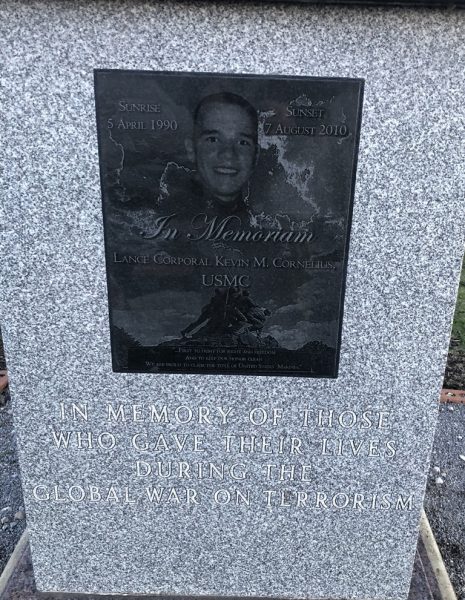 LANCE CORPORAL KEVIN M. CORNELIUS, USMC WAR MEMORIAL CLOSE-UP