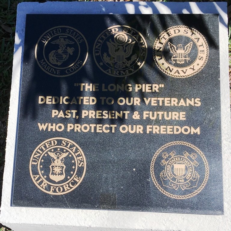 LONG PIER VETERANS MEMORIAL PLAQUE
