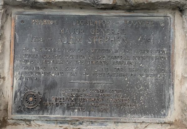 MAJOR GENERAL ADAM STEPHEN REVOLUTIONARY WAR MEMORIAL PLAQUE