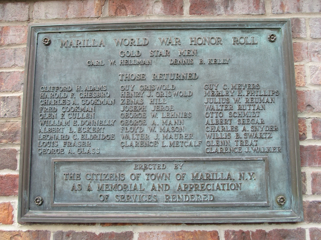 MARILLA WORLD WAR HONOR ROLL MEMORIAL PLAQUE