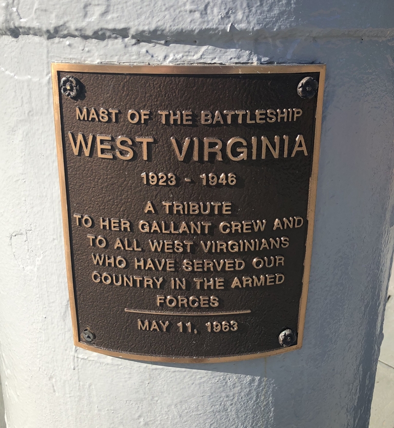 MEMORIAL MAST OF THE BATTLESHIP WEST VIRGINIA PLAQUE