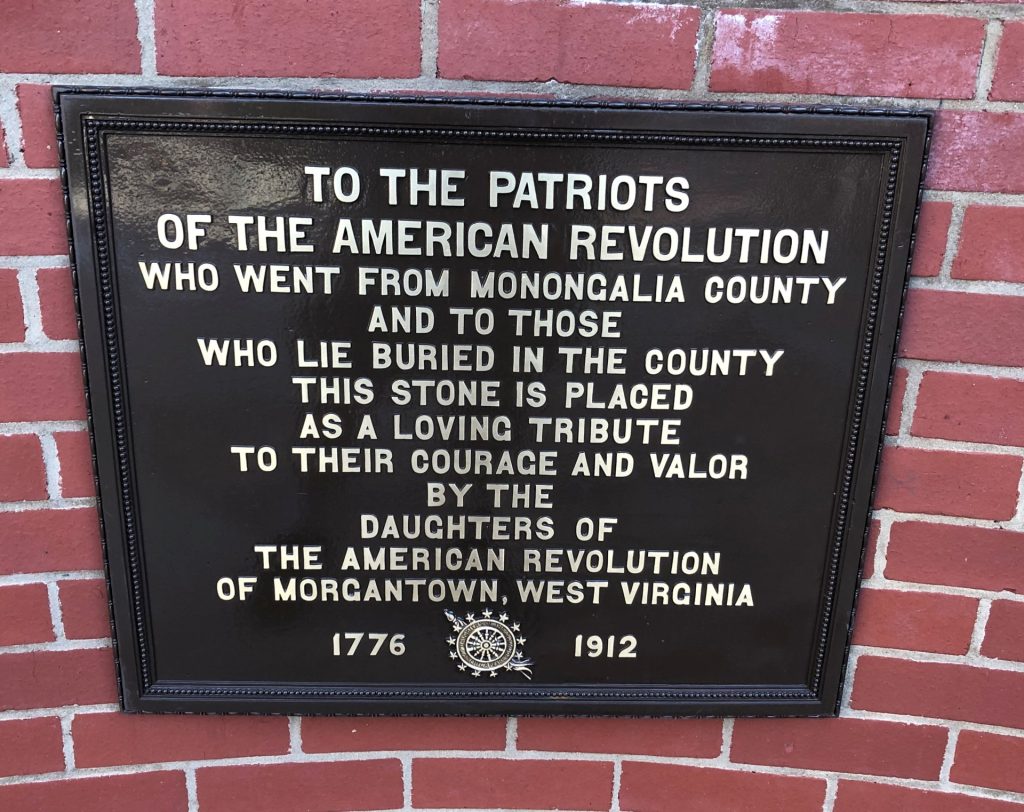MONONGALIA COUNTY PATRIOTS OF THE AMERICAN REVOLUTION MEMORIAL PLAQUE