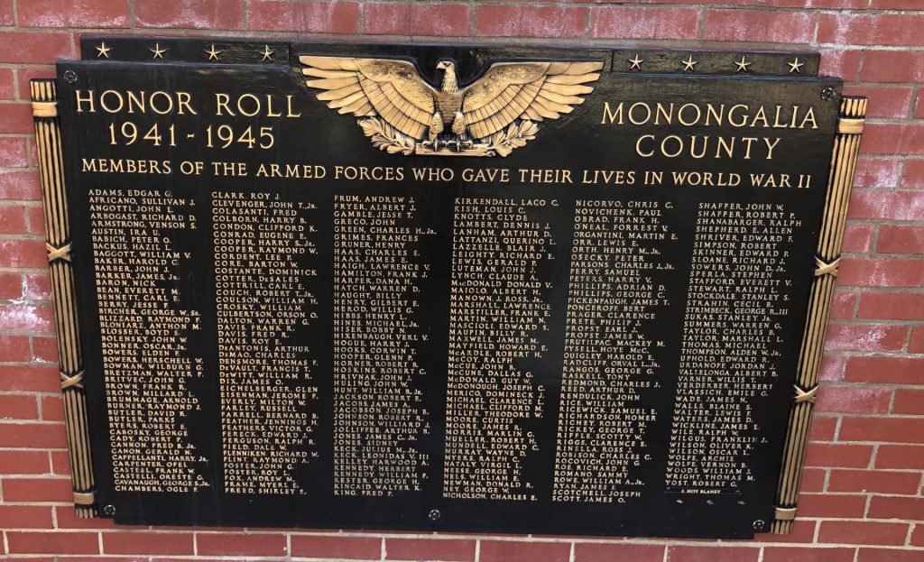 MONONGALIA COUNTY WORLD WAR II HONOR ROLL MEMORIAL
