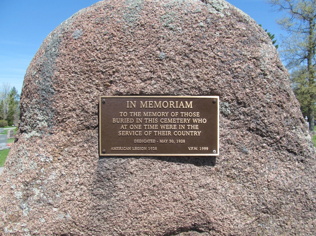 MOSINEE CEMETERY IN  MEMORIAM MEMORIAL PLAQUE
