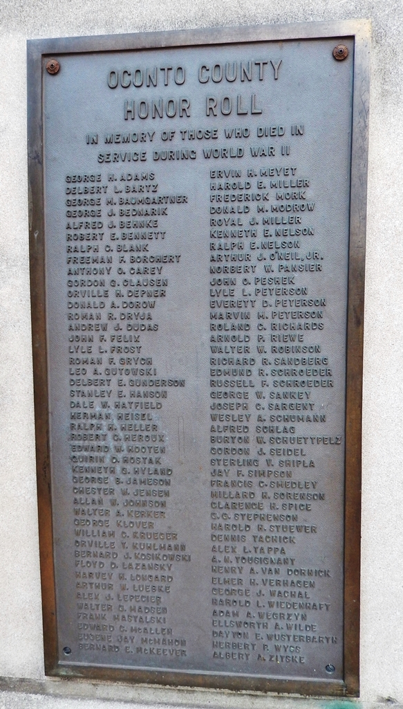 OCONTO COUNTY VETERAN’S MEMORIAL PLAQUE C