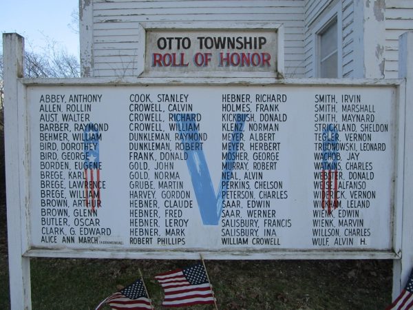 OTTO TOWNSHIP ROLL OF HONOR MEMORIAL LEFT SIDE