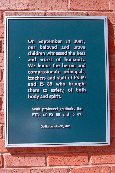 PS 89 AND IS 89 SEPTEMBER 11, 2001 MEMORIAL PLAQUE