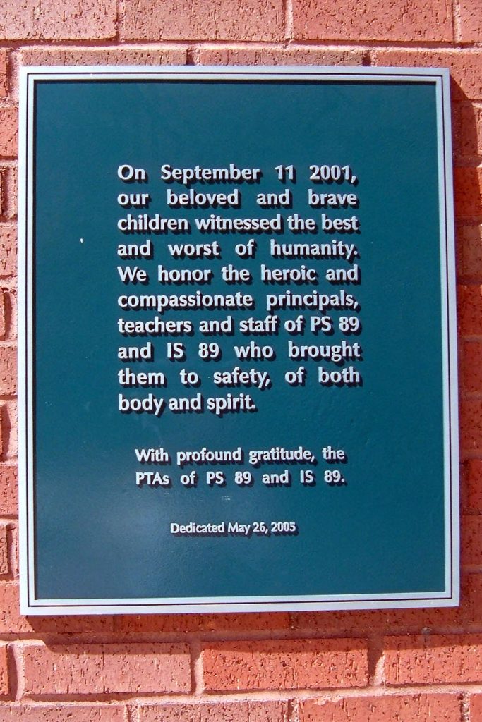PS 89 AND IS 89 SEPTEMBER 11, 2001 MEMORIAL PLAQUE