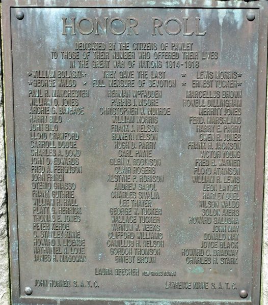PAWLET GREAT WAR MEMORIAL PLAQUE