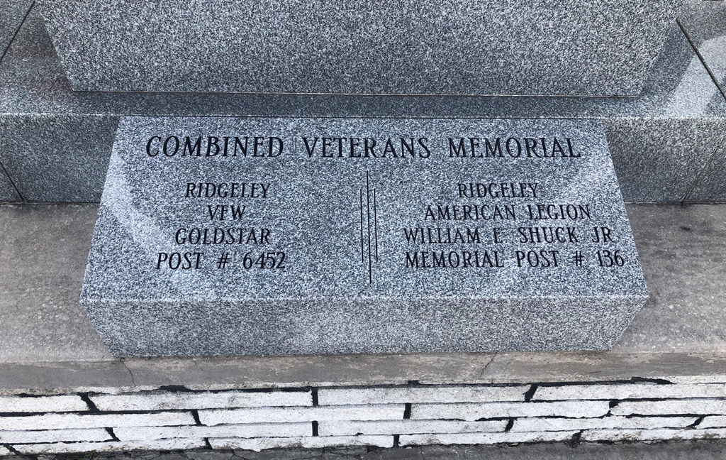 RIDGELEY COMBINED VETERANS MEMORIAL DEDICATION STONE