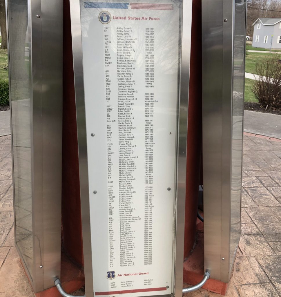 RIPLEY VETERANS ROLL OF HONOR MONUMENT PLAQUE E