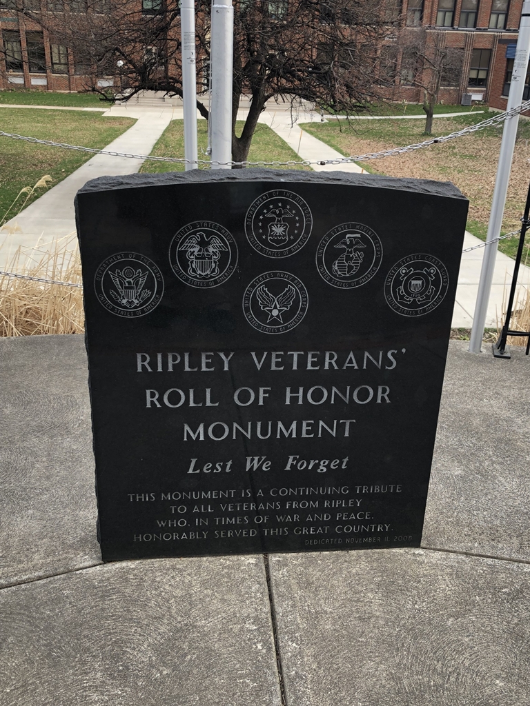 RIPLEY VETERANS ROLL OF HONOR MONUMENT