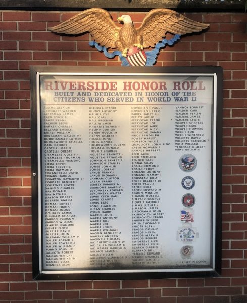 RIVERSIDE HONOR ROLL WORLD WAR II MEMORIAL