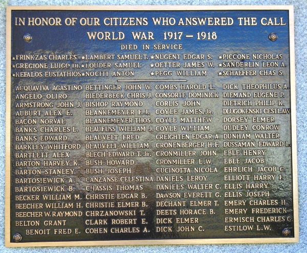 RIVERSIDE WORLD WAR I MEMORIAL PLAQUE A